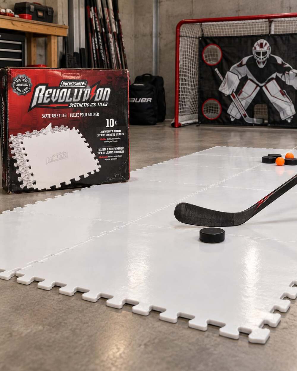 HockeyShot Revolution Synthetic Ice Tiles Size 18" x 18" 10 Pack